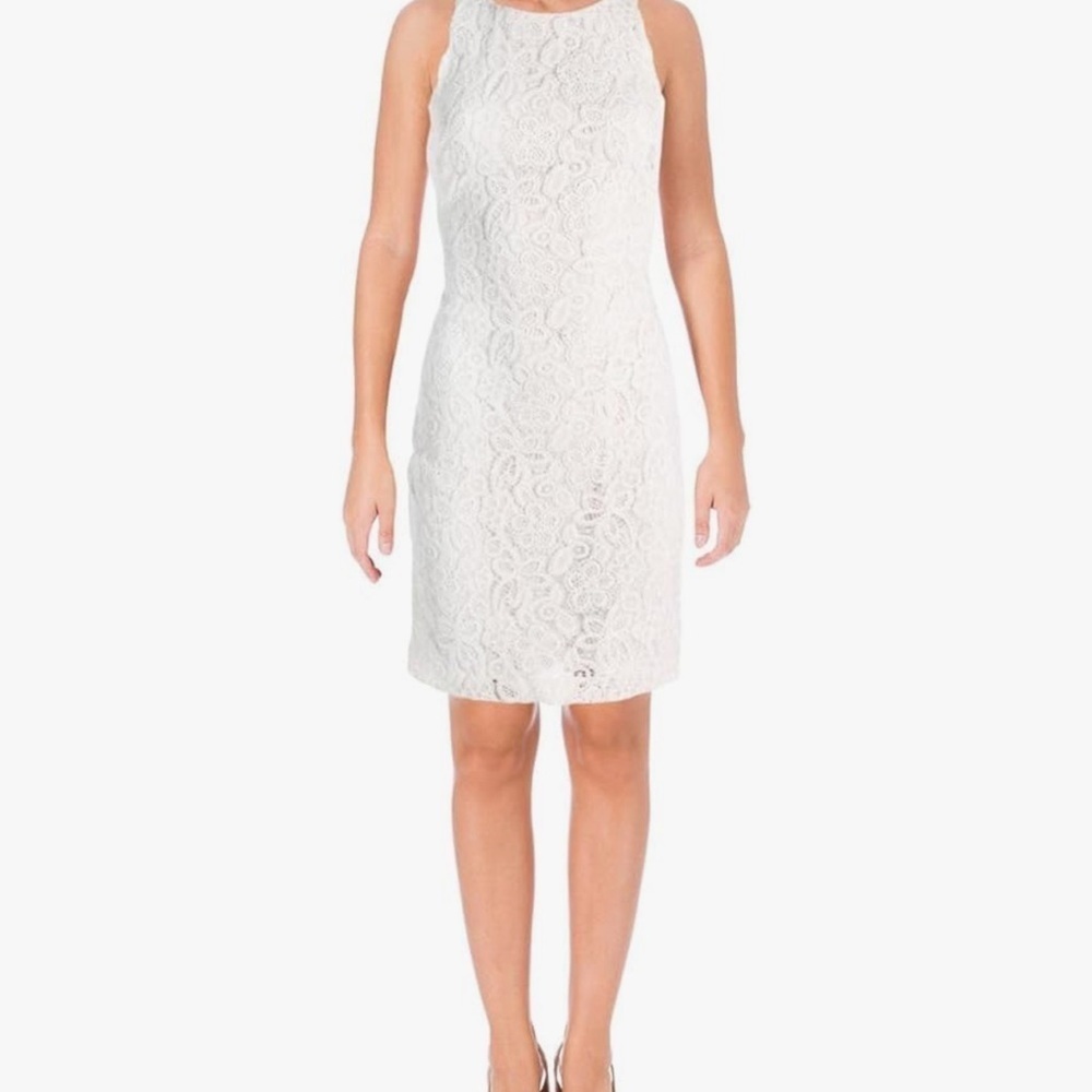 Lauren Ralph Lauren Ivory Floral Lace Woman’s Plus Size Sheath Dress Size 18